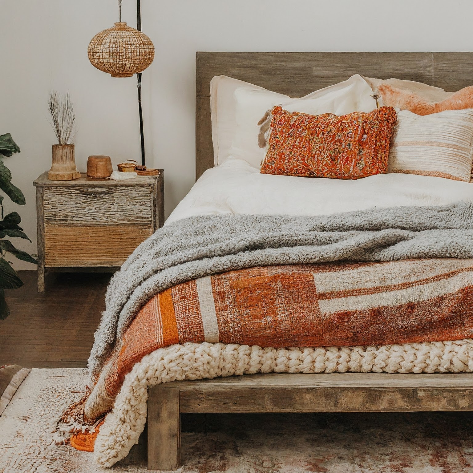 boho bedding ideas - layering with textiles