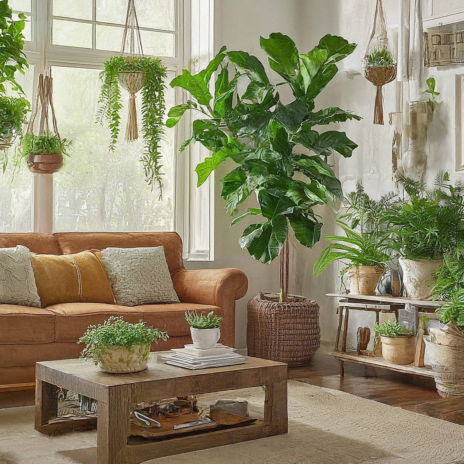 including plants in a boho style living room